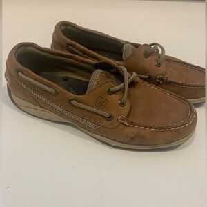 Sperry Top-Sider Linen Oat Brown Boat Shoes Size 6.5